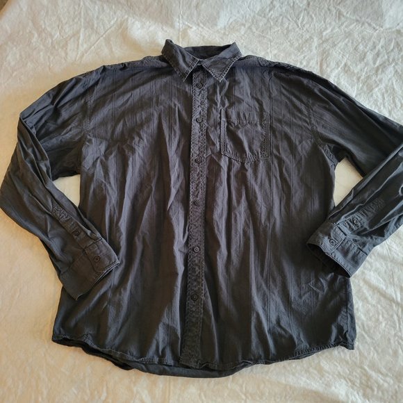 Method Men's Button Down Long Sleeve Shirt Size XL Gray Black Embroidered - Picture 1 of 9